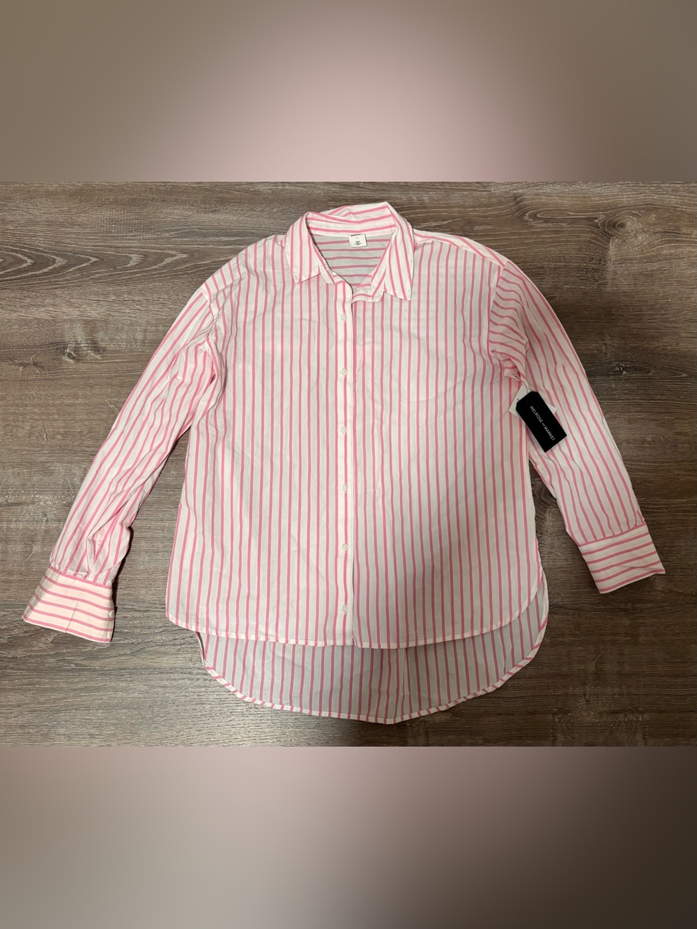 Melrose And Market Small White And Pink Button Down Long Sleeve Shirt NWT